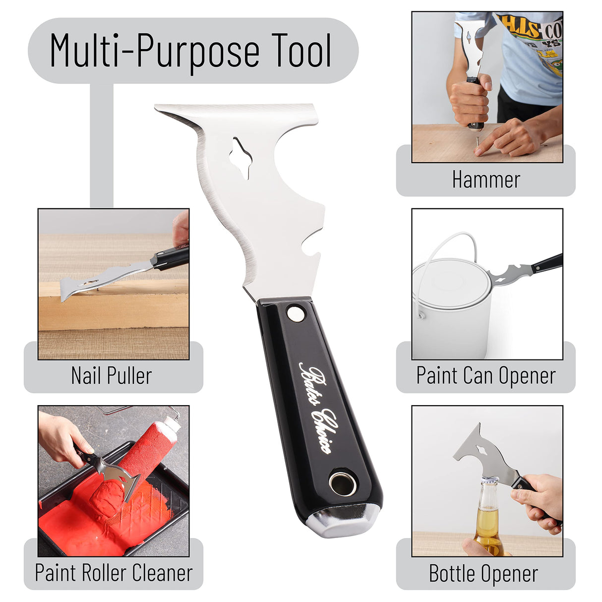 Bates- Paint Scraper, 10 in 1 Painters Tool, Scraper for Wood