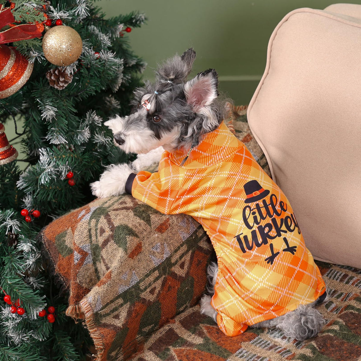 CuteBone Thermal Dog Pajamas Turtleneck Thanksgiving Coat Fleece Outfit – Soft, Cozy High Neck Dog Clothes Pet Onesie for Cold Weather, Ideal for Small & Medium Dogs Puppy Pjs Costume GP13M