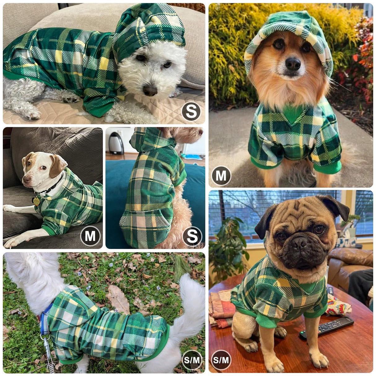 BEAUTYZOO Dog Hoodie Sweaters for Small Medium Large Size Dogs Girls Boys- Premium Quality, Ultra Soft, Superior Comfort Fit, Fleece Lined Hooded Sweatshirt- Cold Weather Pet Clothes Winter Coat,Plaid