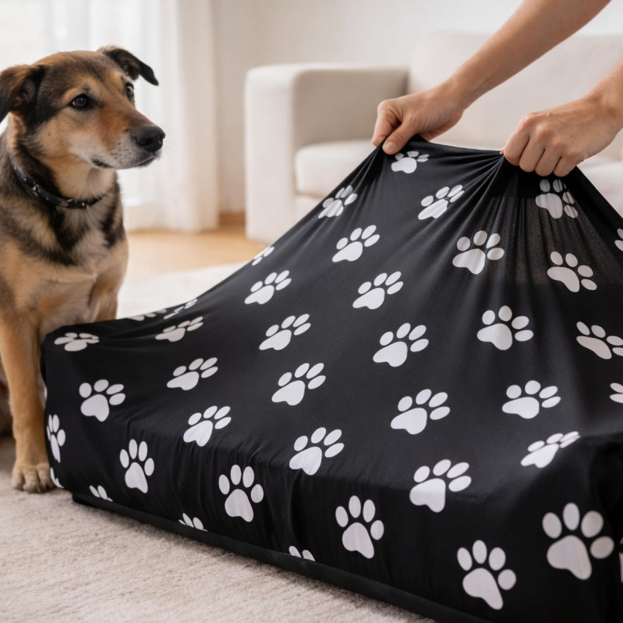 DUKE&LEFTY PetBed Slipcover-Stretch Soft Petbed Cover-Universal-Easy to Remove (Zipper Free)-Navy/Medium