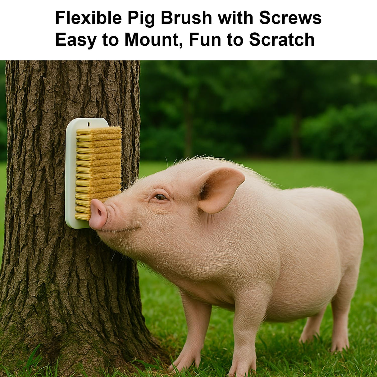 2Pcs Pig Enrichment Toy, 2-in-1 Self-Grooming and Scratch Brush for Mini Pigs, Encourages Natural Behavior, Reduces Stress, Easy Install for Pens, Barns, or Yards