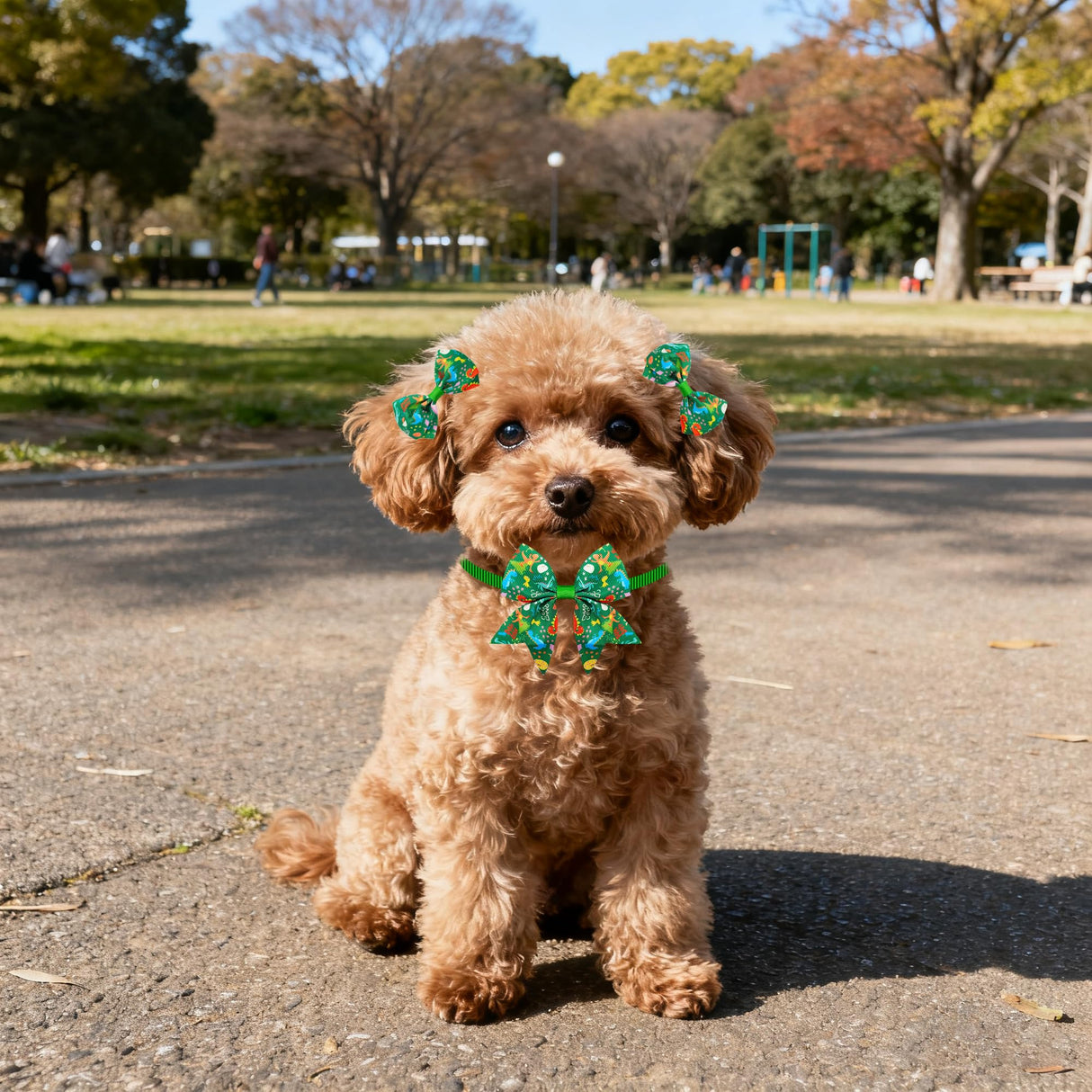 JpGdn 120PCS Dinosaur Dog Bows Pack Include 20PCS Bowties with Adjustable Buckle 40PCS Hair Bows 60PCS Flowers and Bowties Attachments for Girl Female Boy Male Dogs Grooming Accessories
