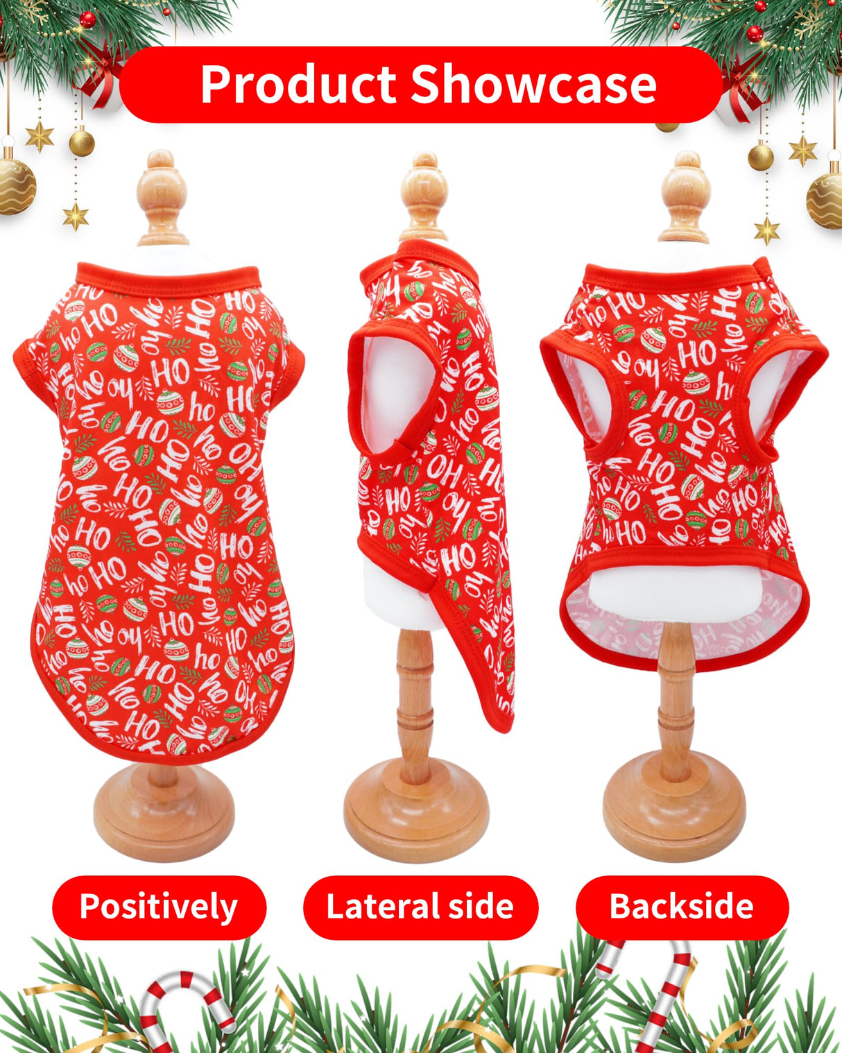 PET SHOW 4 Pack Christmas Dog Shirts for Extra Large Dogs Tank Top Tee Red Green Xmas Santa Gnome T-Shirts Pets Holiday Party Sleeveless Vest Dog Clothes Boys Girls(XXX-Large)