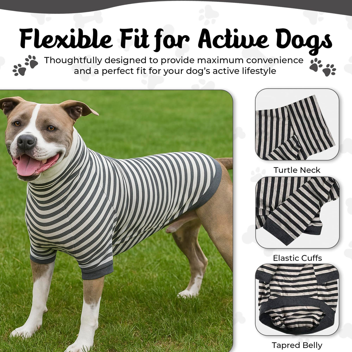 Tooth & Honey Dog Shirt for Large Dogs - Soft Cotton Spandex Pullover with Mid-Length Sleeves, Full Belly Coverage for Allergies, Skin Sensitivity & Lightweight Summer Dog Clothes - XL