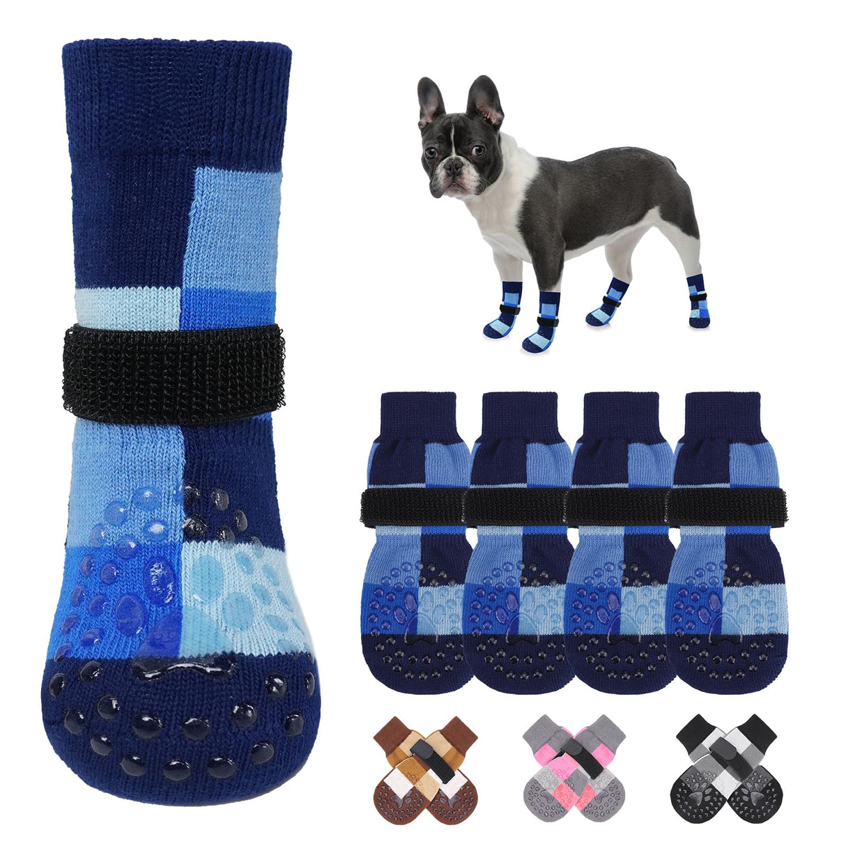 BEAUTYZOO Non Slip Dog Socks to Prevent Licking Paws, Dog Shoes Booties for Hardwood Floors Anti Slip-Thick Grip Works Even When Twisted-Paw Protector for Cold Pavement Small Medium Large Senior Dogs