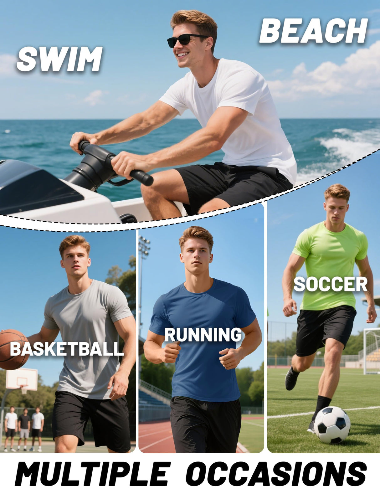 KEFITEVD Mens Athletic Sun T-Shirts Lightweight Shirts UV Protection Clothing for Men Outdoor Hiking Shirts Gym Shirts Sports Shirts Black