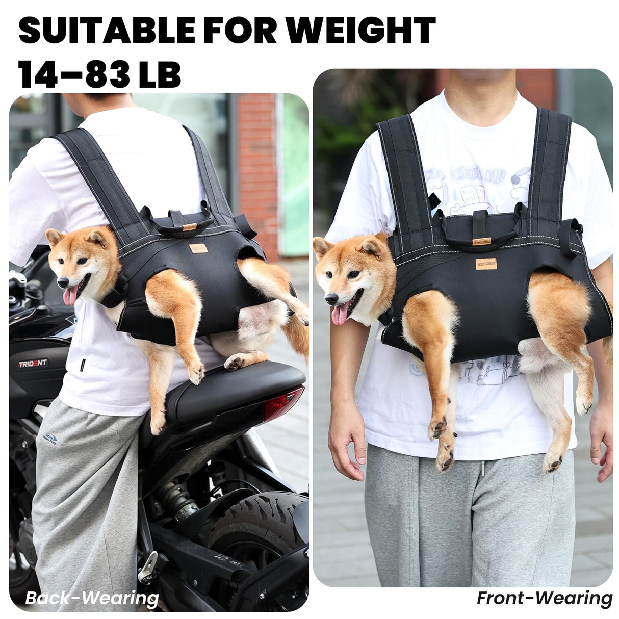 Terapaton Dog Lift Harness Backpack Carrier for Large Dogs, Full Body Sling with Handle, Dog Harness for Joint Injuries, Arthritis, Ideal for Stairs, Elderly Dogs (Black S/M-Large 14-20 LBS)