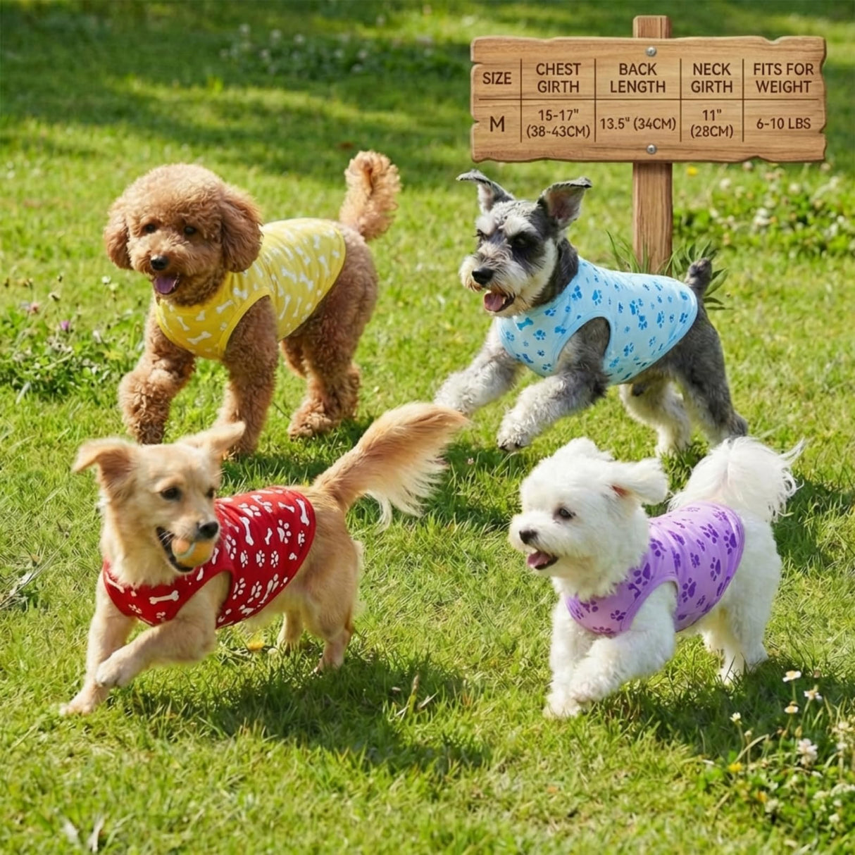 Hillban 9 Pcs Dog Shirts for Small Dogs Female Summer Colorful Sleeveless Dog T Shirts Cute Puppy Tank Top Breathable Pet Vest Stretchy Dogs Clothes for Daily Wear(Chest 15-17" Neck 11" Back 13.5")