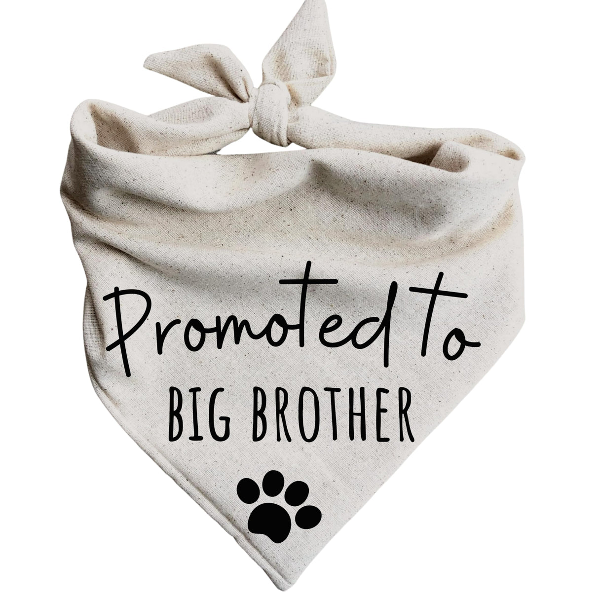 Dog Bandanas Promoted to Big Brother Pregnancy Announcement Baby Reveal Oatmeal Beige Minimal (Small)