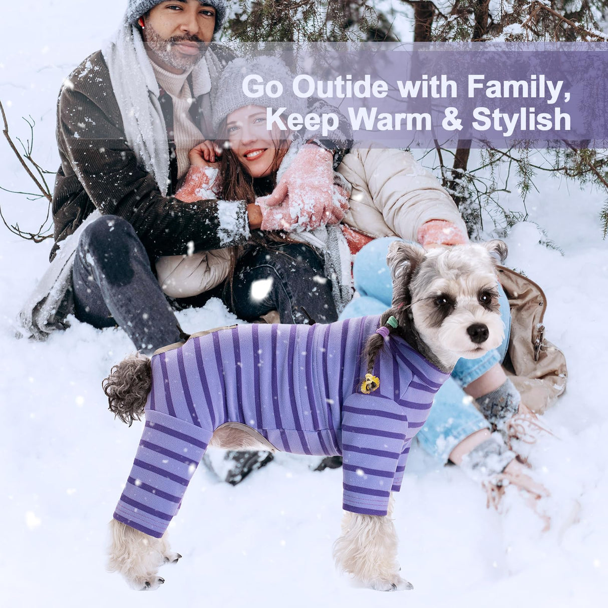 Winter Coat for Dogs - Warm Dralon Cold Weather Coat, Soft Fleece Jacket, Striped Pajamas with Drawstrings, Long Sleeves Jumpsuit Anti Hair Shedding, Reflective Onesie Clothes for Small Dogs