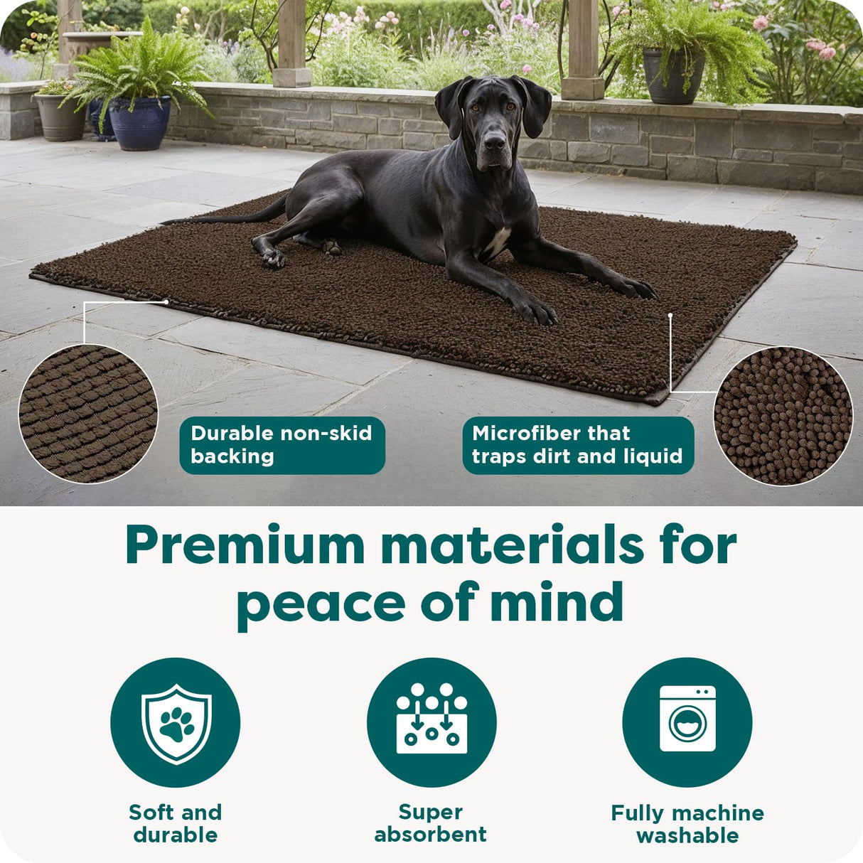 Furhaven 60" x 48" Highly Absorbent Dog Door Mat for Muddy Paws, 100% Washable, Perfect for Entryway, Kitchen, & Bathroom Use - Chenille Shammy Rug - Charcoal (Gray), Jumbo Plus/XXXL