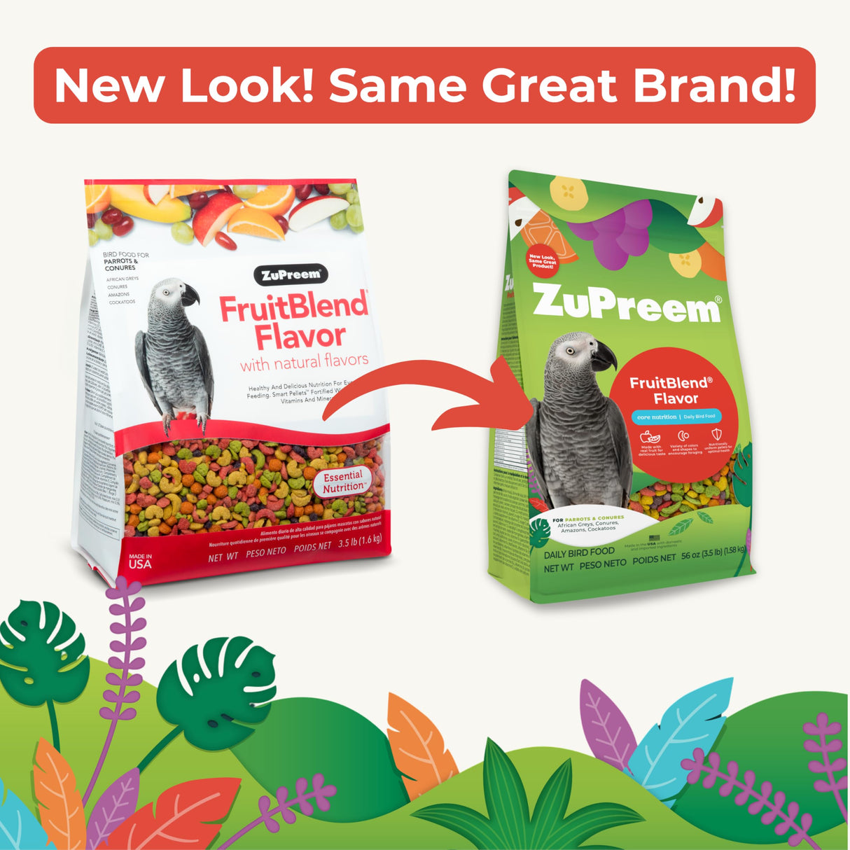 ZuPreem FruitBlend Flavor Pellets Bird Food for Parrots and Conures, 3.5 lb (Pack of 2) - Daily Blend Made in USA for Caiques, African Greys, Senegals, Amazons, Eclectus, Small Cockatoos