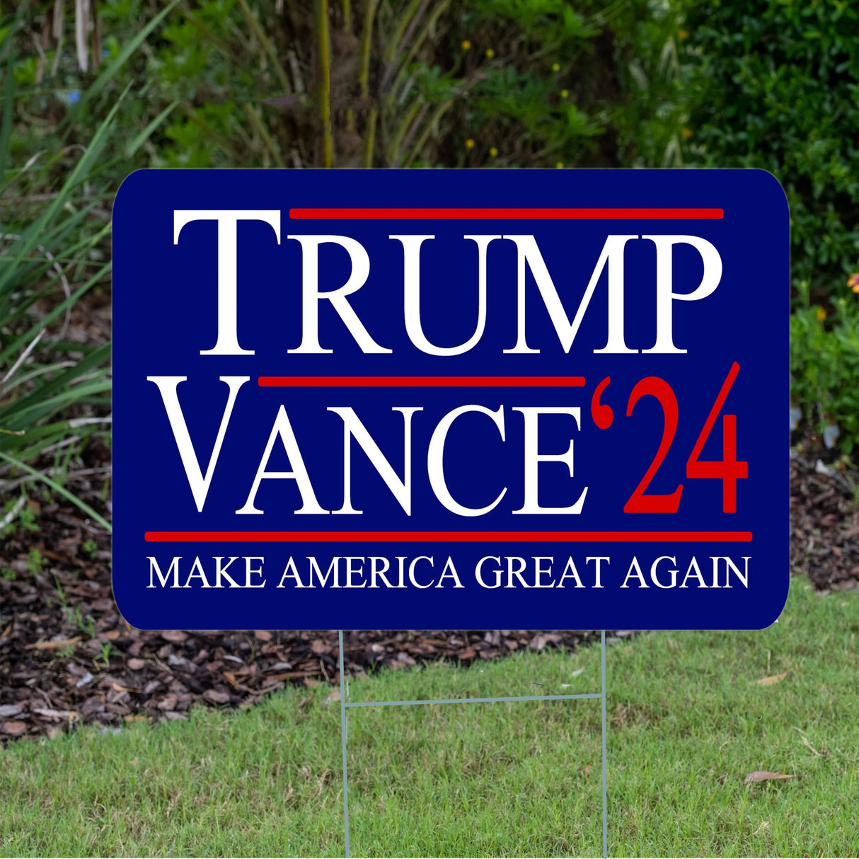 Trump JD Vance 2024 Yard Sign With H Stake Double Sided For President Donald Trump Republican Conservative Blue