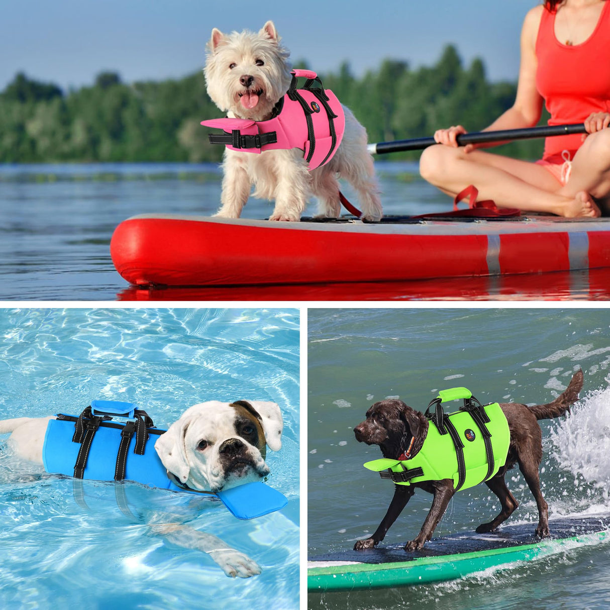 Dogcheer Dog Life Jacket with Back Zipper, High Buoyancy Puppy Swimming Vest, Dog Life Vest for Boating, Reflective Pet Floating Swim Vest PFD for Small Medium Large Dogs-Green,XL