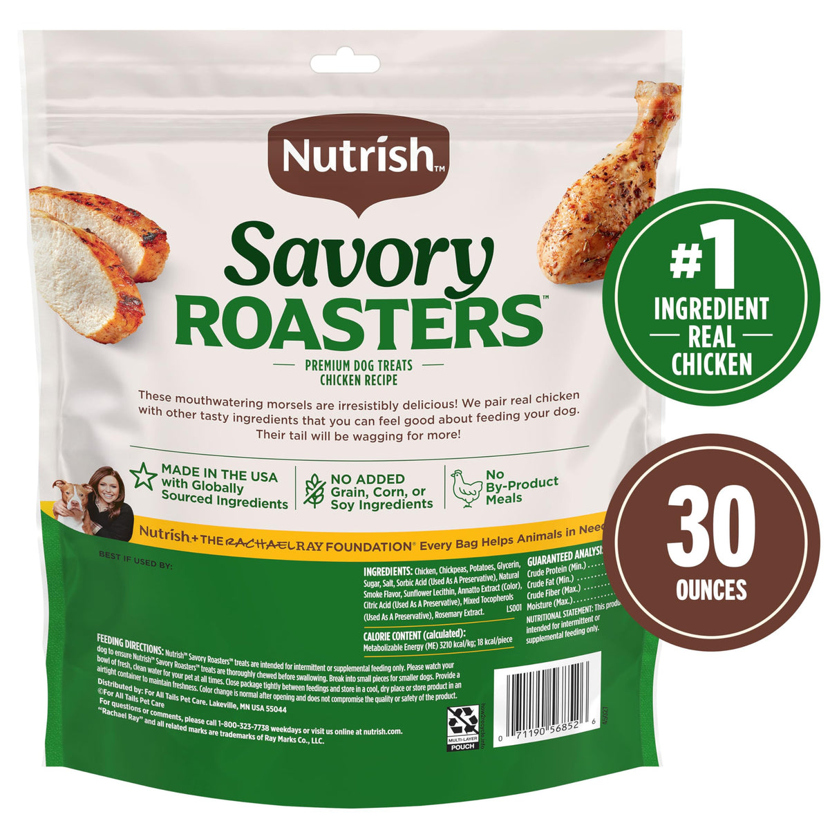 Nutrish Savory Roasters Chicken Recipe Premium Dog Treats, 30 oz. Pouch (Rachael Ray)
