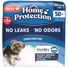 Load image into Gallery viewer, Hartz Home Protection Unscented Dog Pads, 50 count, Super Absorbent & Won't Leak, Odor Eliminating