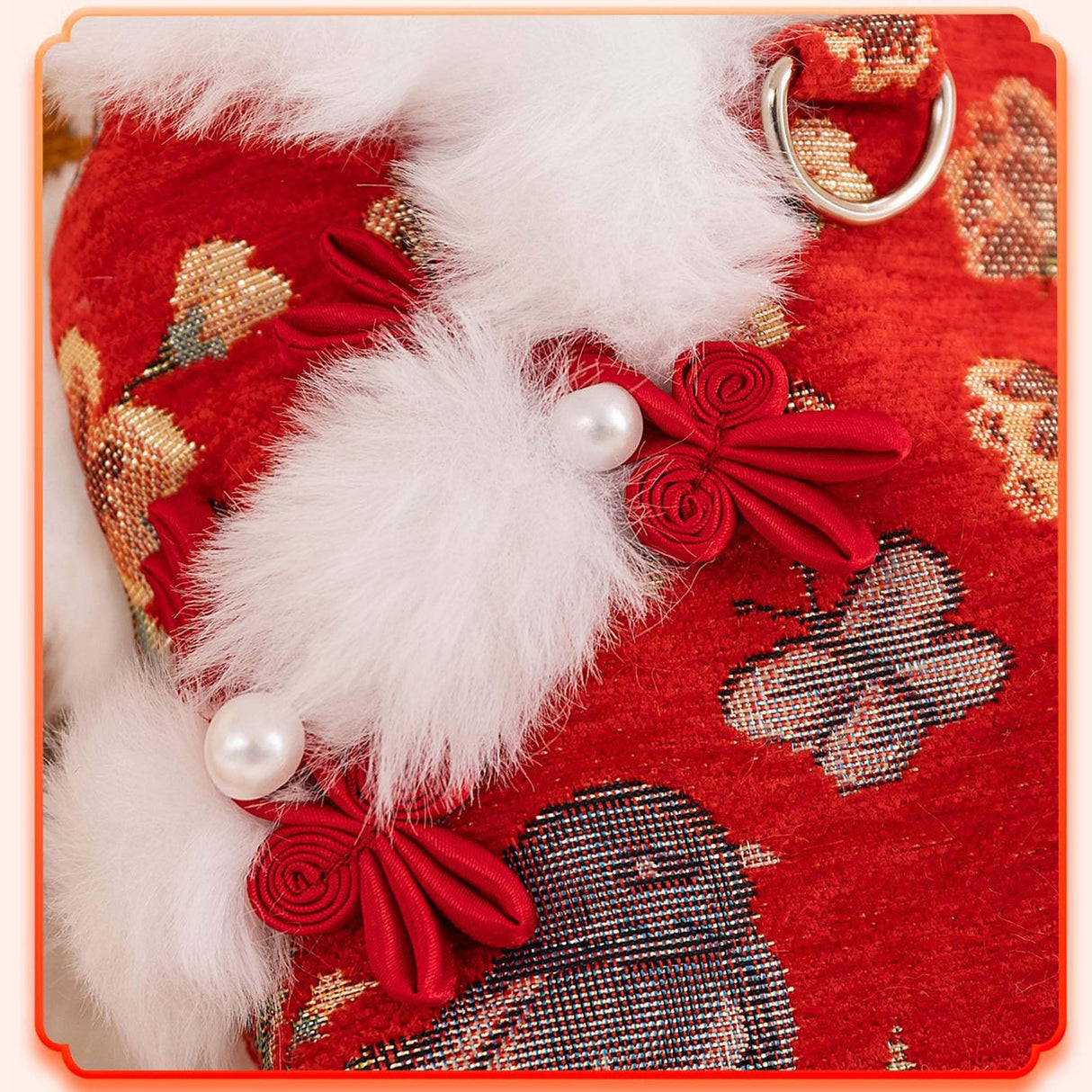 MuYaoPet Dog Chinese New Year Clothes Cat Tang Costume Outfit,Tassels Dog Cheongsam Tang Suit,Winter Fleece Pet Jacket Clothes (Red, M)
