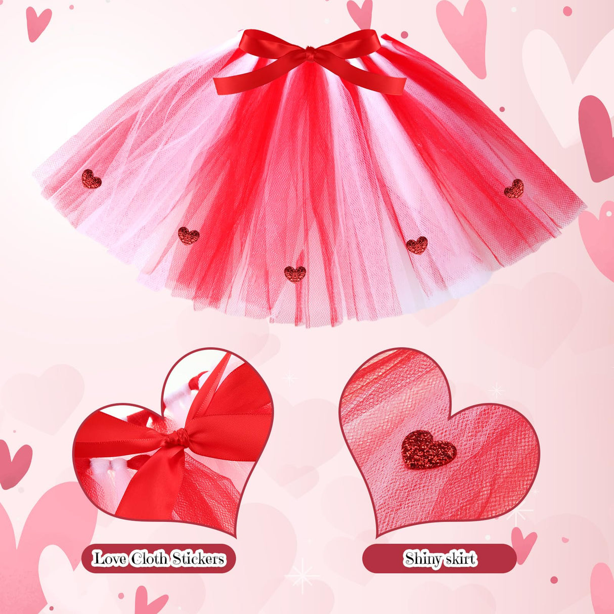 SilTriangle 3 Pieces Valentines Day Dog Costume Set Including Red Love Headband Valentines Dog Tutu Dress Cute Pet Tutu Red Pet Scarf for Medium Animal Holiday Outfit Accessory