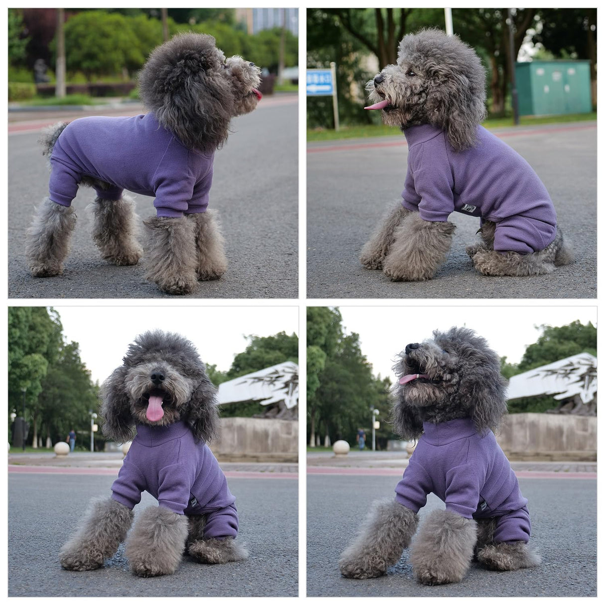 Lovelonglong Ribbed Dog Pajamas Cotton Knitted Dog Jumpsuits 4 Legged All Season Warm Pet Bodysuits for Large Medium Small Dogs Purple 3XL