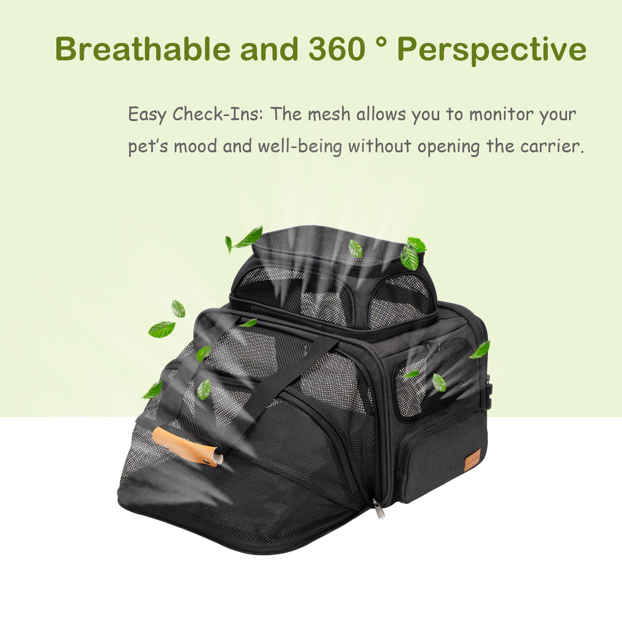 MOYLLOG Expandable Pet Carrier Bag - Airline-Approved, Breathable Mesh, Secure Zippers, Padded Handle & Multi-Pockets (Dark Grey)