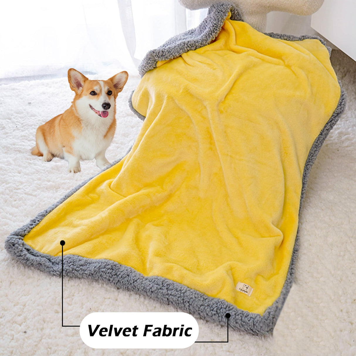 XIEMINLE Thick Pet Blankets, Calming Dog Blanket Machine Washable, Warm Cat Blanket for Bed Couch Sofa, Pet Throw Cats Dogs Mat, Fleece Blanket for Dogs and Cats (Yellow,100x70cm)