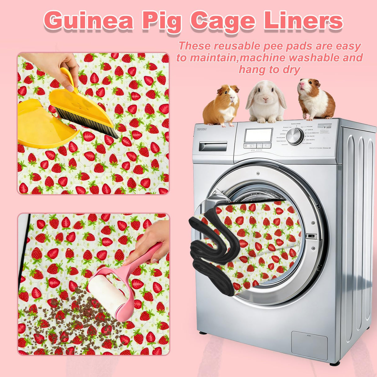 LWYMX 2 Pack Guinea Pig Cage Liners, Waterproof Reusable Guinea Pig Cage Liners,Waterproof Super Absorbent Pee Pads for Small Animals,24x48 inch 2pack
