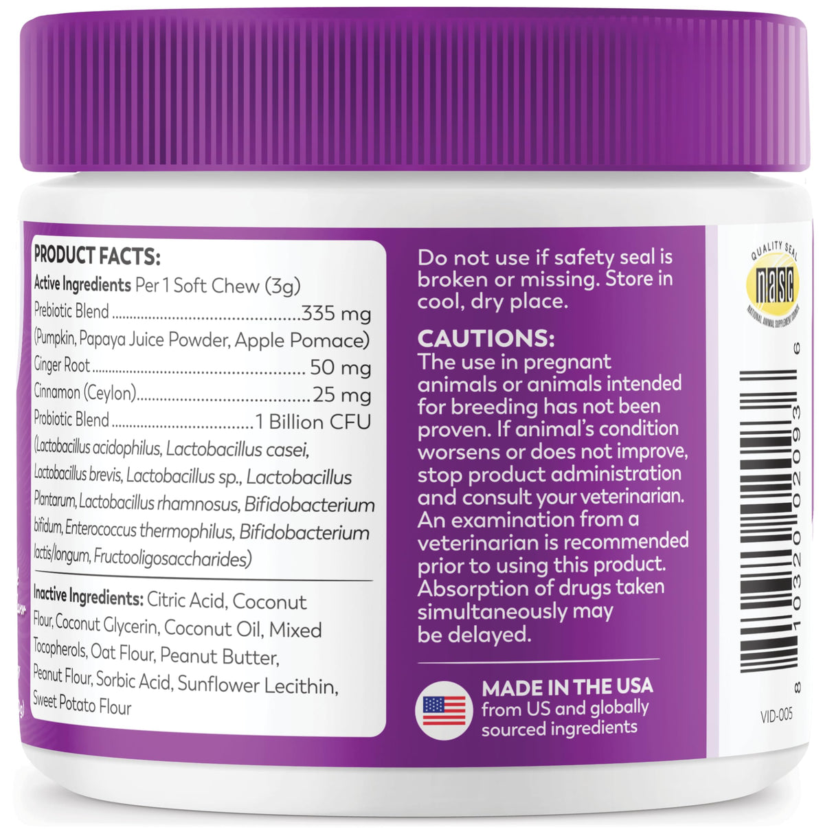 Dr. Harvey's Digestive Probiotic Soft Chews for Dogs, 9 Probiotics for Gut Health, Diarrhea and Bowel Support, Peanut Butter Flavor (90 Chews)