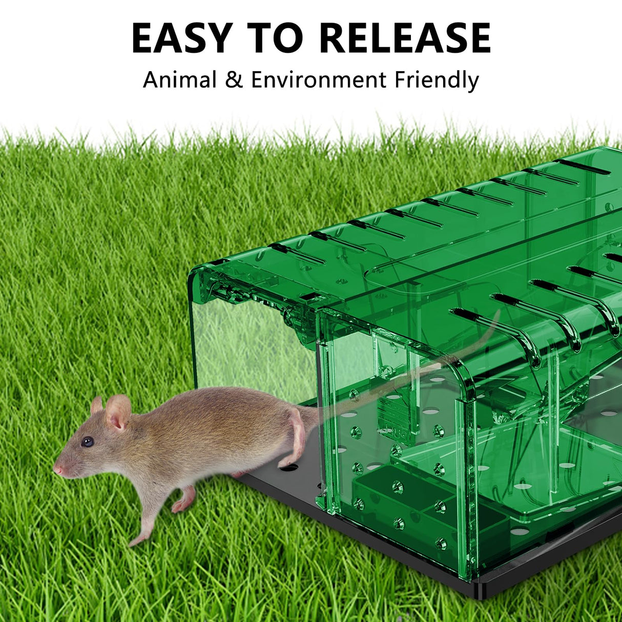 PZQZMAR Mouse Traps, Humane Mouse Trap, Easy to Set, Mouse Catcher Quick Effective Reusable and Safe for Families(2-in-1)-Green