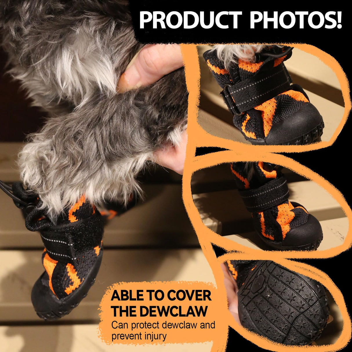 Furmate Dog Shoes for Large Small Medium Dogs,Waterproof Dog Boots & Paw Protectors with Breathable Mesh for Summer Hot Pavement,Anti-Slip Dog Booties for Hiking Hardwood Floors Winter Snow (Orange-1)