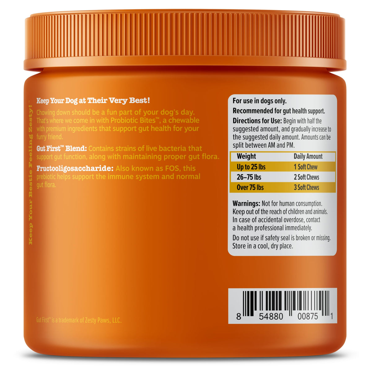 Zesty Paws Probiotics for Dogs, Digestive Enzymes Gut Flora, Digestive Health, Diarrhea & Bowel Support, DE111, Dog Probiotics Soft Chew for Pet Immune System, Chicken, 90 Ct