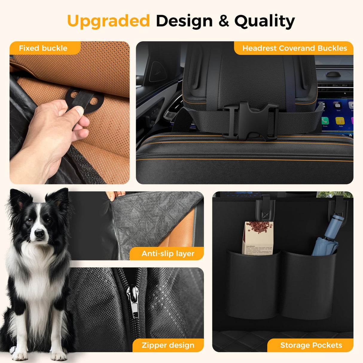 Elouta Dog Car Seat Cover for Back Seat,100% Waterproof Scratch Proof Nonslip Seat Cover,600D Heavy Duty Scratch Soft Dog Hammock for Car for Cars