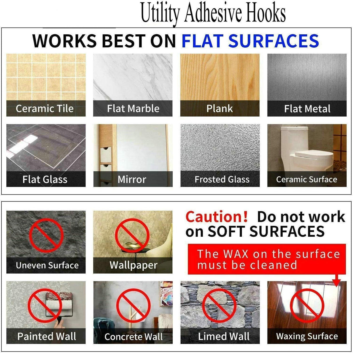 24 Pack Adhesive Wall Hooks 33LB Heavy Duty No Drill Transparent Waterproof Hooks for Bathroom Kitchen Towel Coat Office Home Outdoor