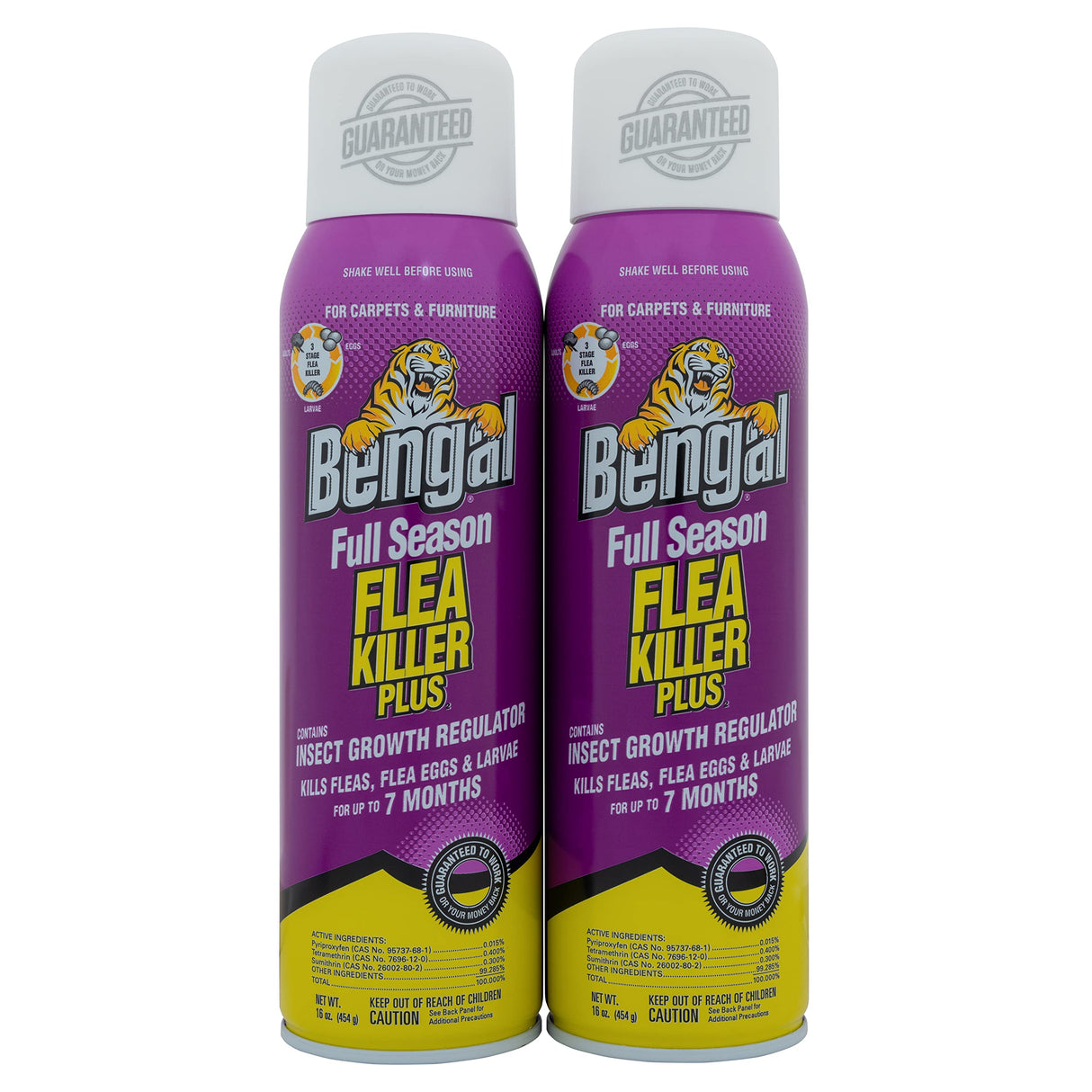 Bengal Full Season Flea Killer Plus, Flea and Tick Aerosol Spray with Insect Growth Regulator, 2-Count, 16 Oz. Aerosol Cans