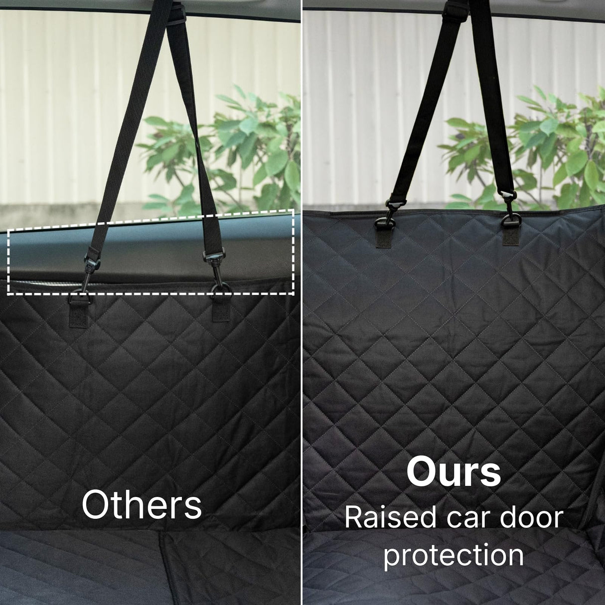 pawander Dog Car Seat Cover for Back Seat with Door Protection, Waterproof Dog Seat Hammock, Soft-Padded Pet Car Seat Cover for SUVs & Sedans (Black)