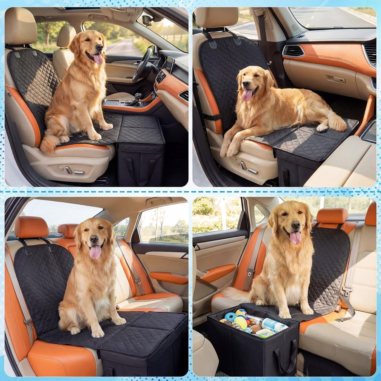 Datanly Back Seat Extender for Dogs, Dog Car Seat Cover with Storage Organizer, Waterproof Scratch Proof Cover for Cars Trucks and Suvs Front or Back (Large 29"x20"x22")