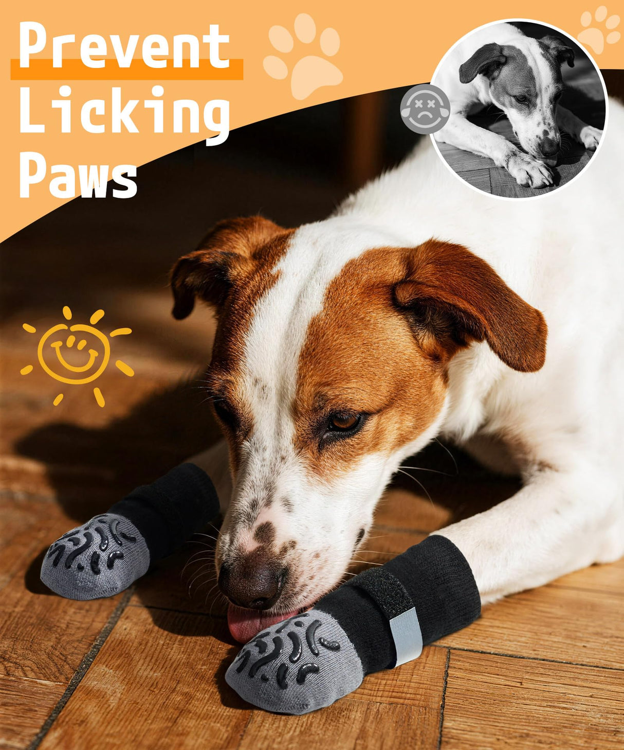 TwoAnt Non Slip Dog Socks with Grips, Dog Sock to Prevent Licking Paw for Senior Dogs, Dog Shoes for Hardwood Floors and Enhancing Traction, Paw Protector - Fits Small, Medium, Large Dogs - XS