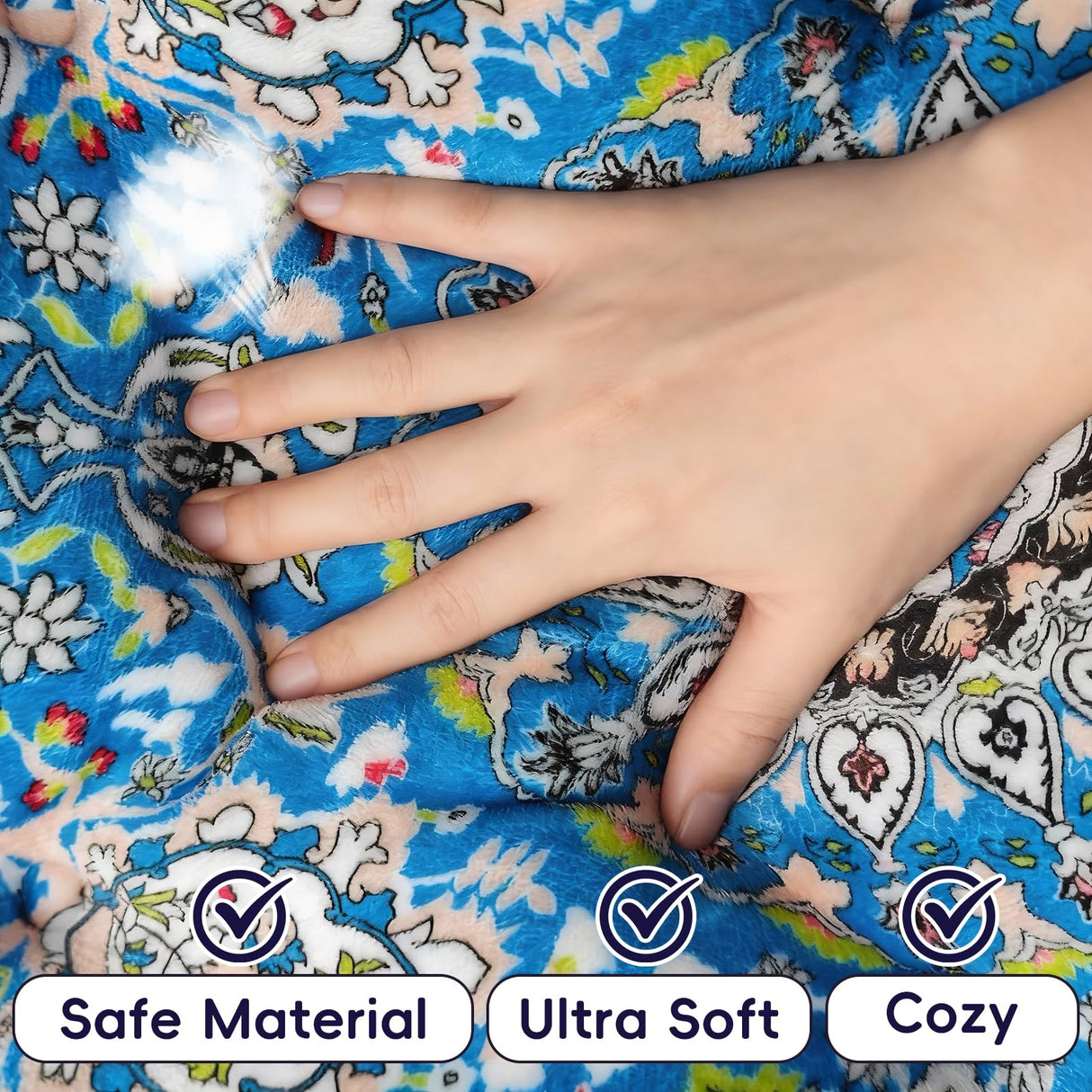 CZOXiViYC Washable Dog Crate Bed, Ultra Soft & Anti-Slip Crate Pad, Cozy Kennel Mat for Large/Medium/Small Dogs, Plush & Bohemian Dog Bed Mat(Blue, 23.0" L x 17.0" W x 2.3" H)