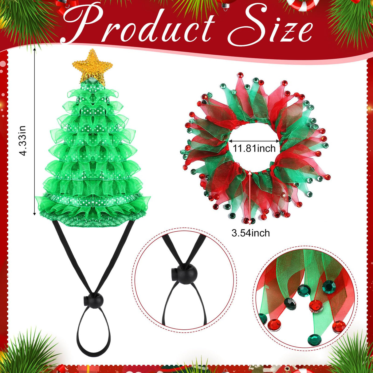 Talltalk 3 Packs Pet Christmas Costume Includes 3 Dog Christmas Caps with 3 Dog Collars and Scarves, Santa Xmas Tree Pet Costume Accessories for Puppy Cat Winter New Year Holiday Supplies