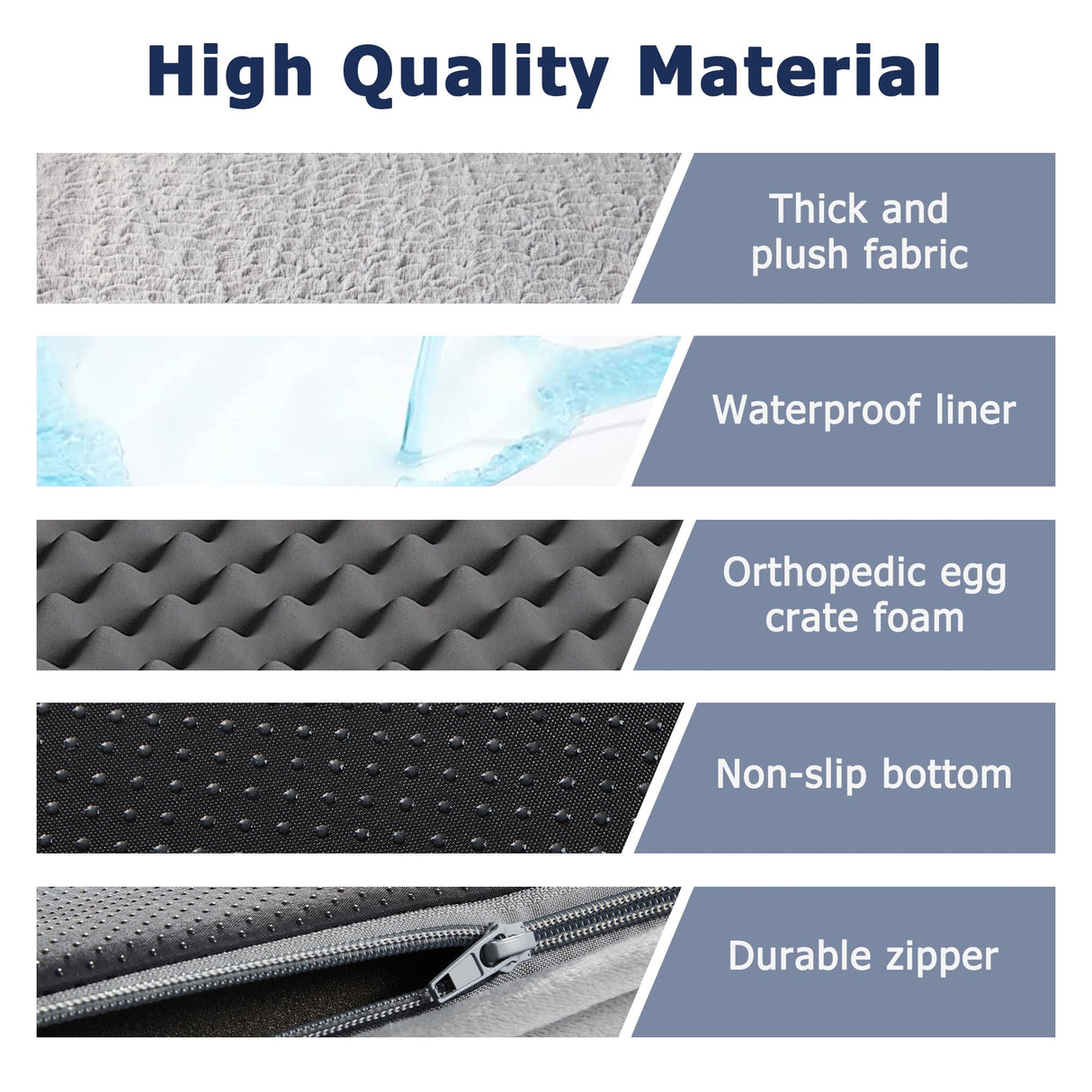 WESTERN HOME Large Dog Bed, Orthopedic Dog Beds with Waterproof Lining, XL Pet Couch with Removable Washable Cover and Nonskid Bottom, Grey