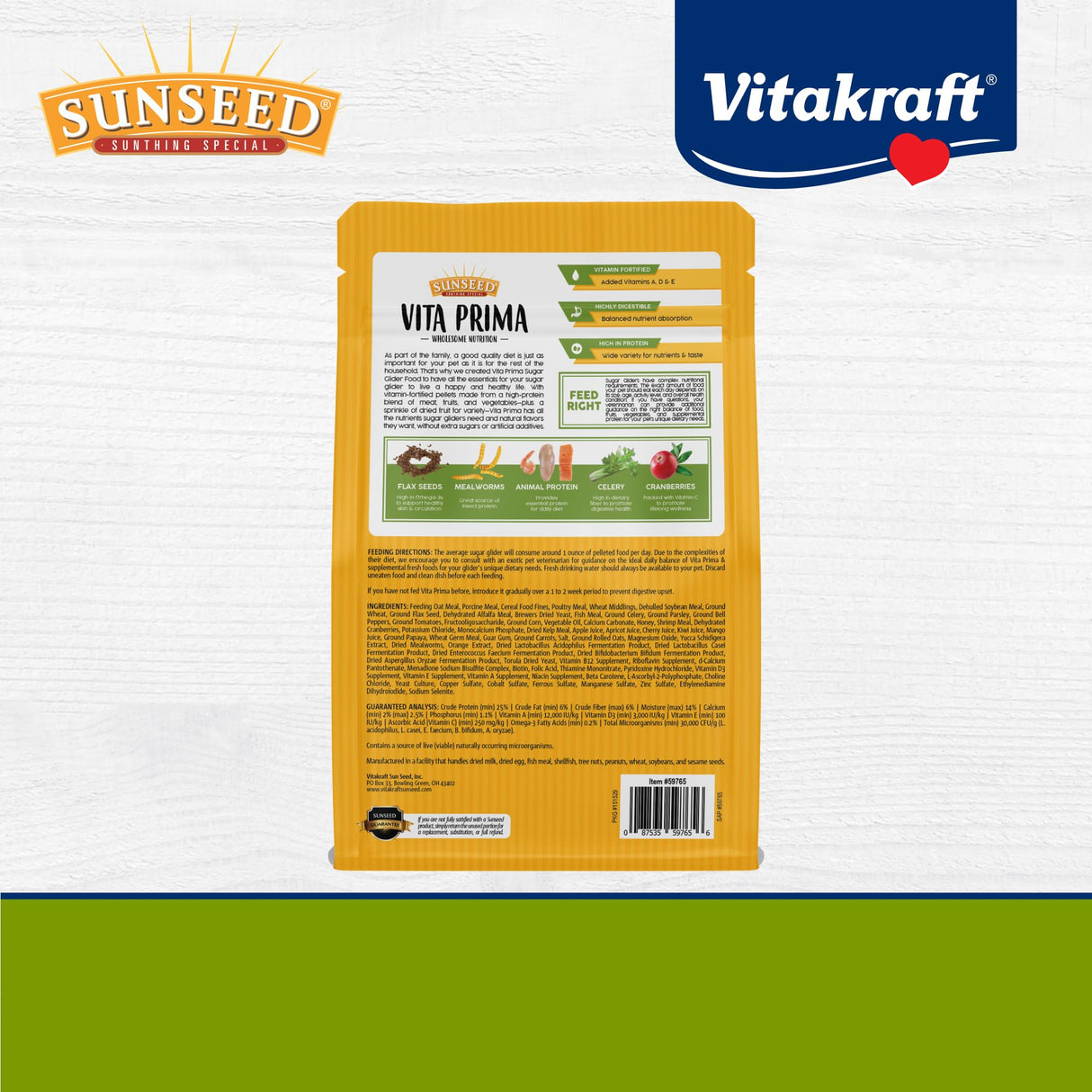 Sunseed Vita Prima Wholesome Nutrition Sugar Glider Food, 1.75 LBS