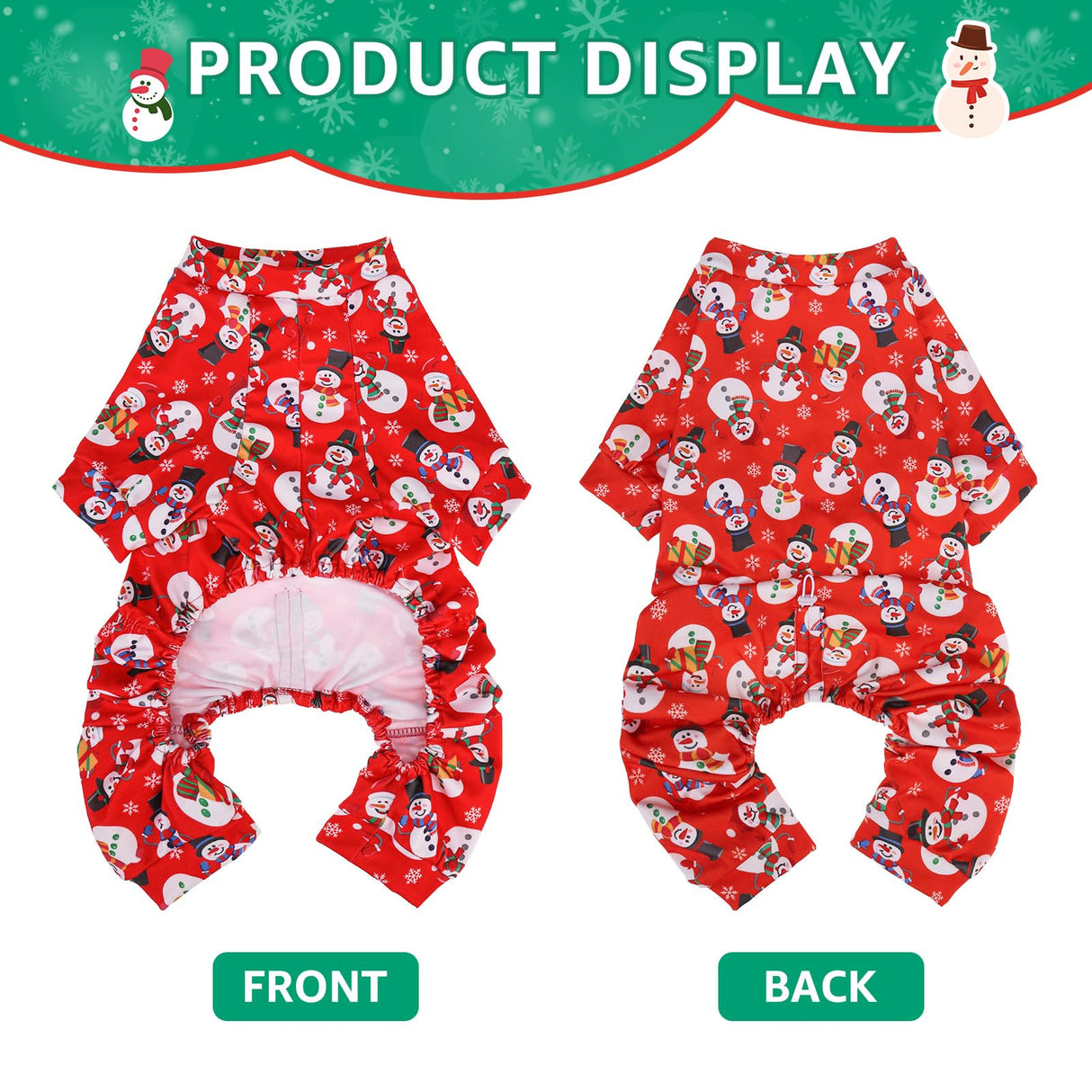 SCENEREAL Christmas Dog Pajamas for Small Medium Large Dogs Girl Boy, Cute Snowman Pet Clothes Sweater Puppy Winter Coat, Soft Xmas Doggie Onesie Cat Jammies Pjs Outfits, Red XL