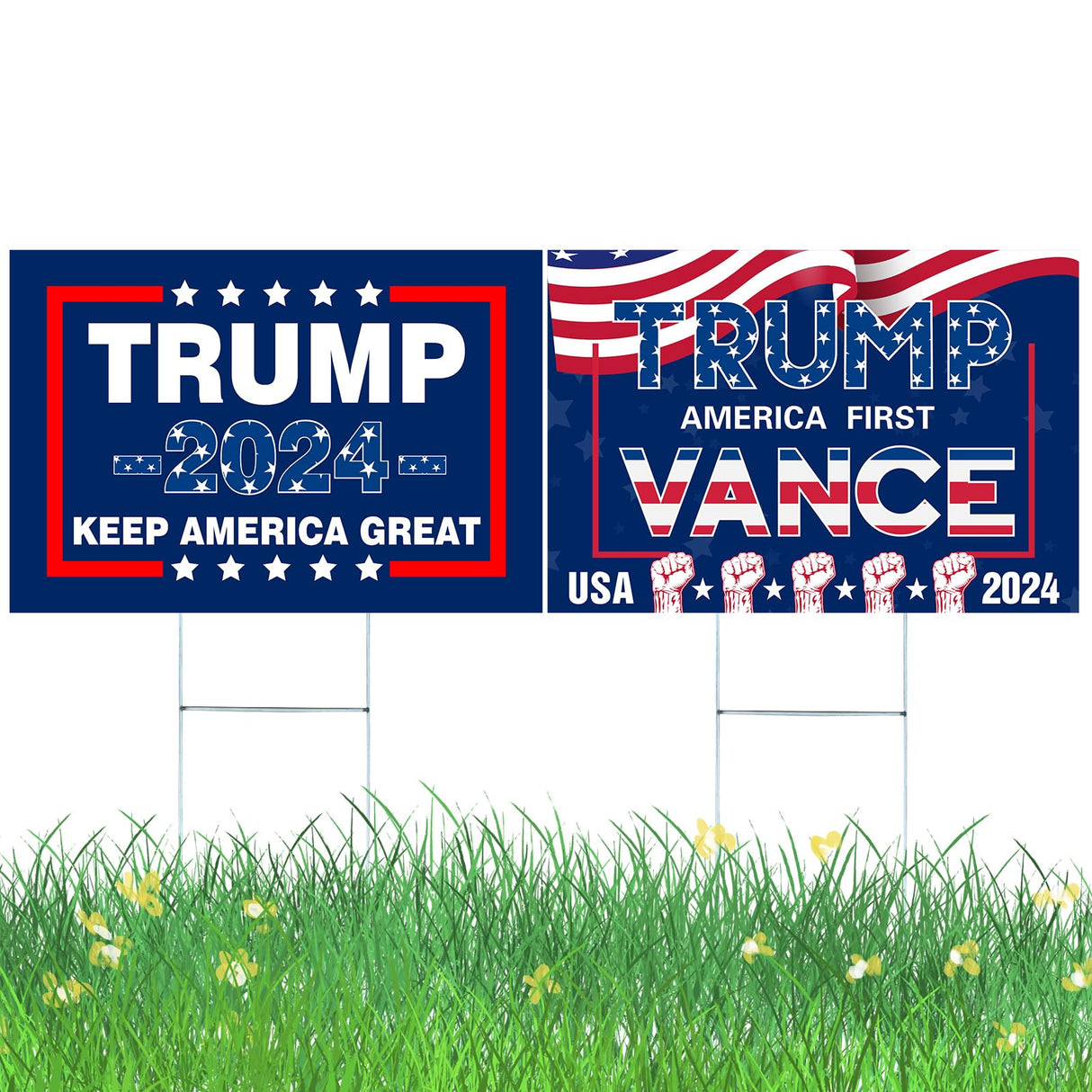 Trump Vance 2024 Yard Sign,18x12In Campaign Signs With H-Stakes Placard Sign For Outdoor Garden Lawn Parade Handheld Rally Decorations