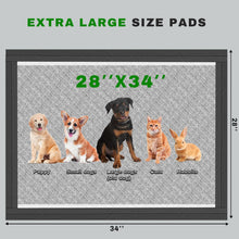Load image into Gallery viewer, Charcoal Puppy Pads 28x34 Inches Extra Large Dog Pee Pads Odor-Control & Leak-Proof Disposable Pet Training Black New Edge-Wrapping Thicken Potty Pad for Dogs, Cats, Rabbits (30 Pieces)