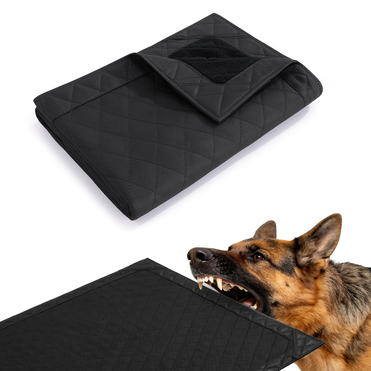 HOMBYS Edge-Reinforced Indestructible Dog Blanket 40"x28", Chew Proof Tear-Resistant & Waterproof Pet Blanket for Aggressive Chewers, Heavy-Duty Furniture Protector for Couch, Bed & Crate, Black