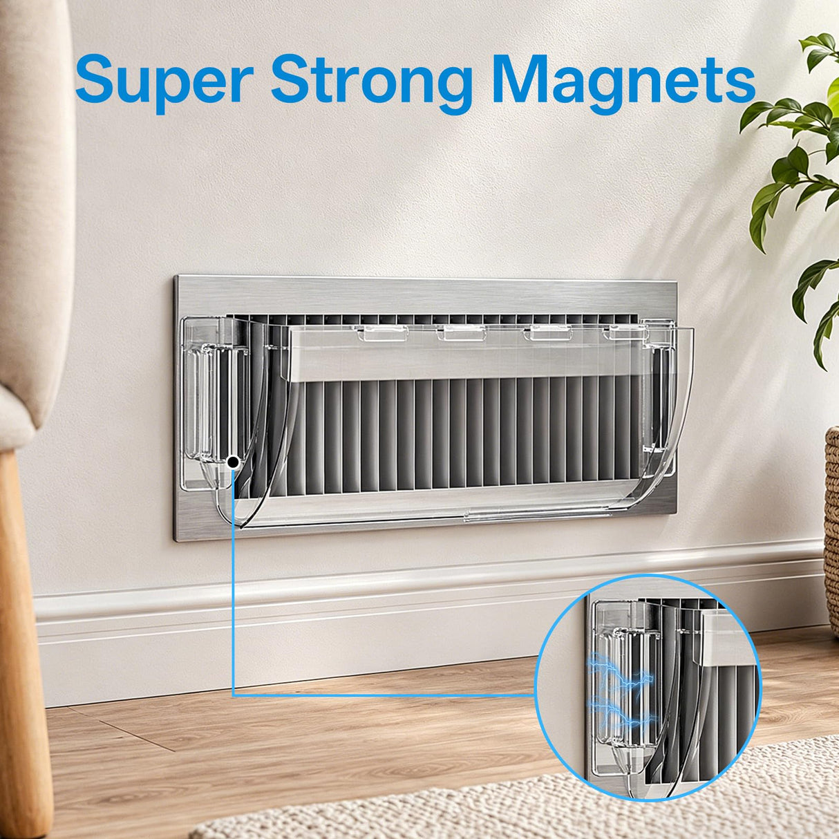 Wea&Hea 2 Pack Magnetic Air Vent Deflector, 9"-15.5" Adjustable Vent Cover with Optimized Ferrite Magnets for Ceiling/Floor/Wall Registers - Clear Heat/AC Deflector for Under Furniture & Home Comfort