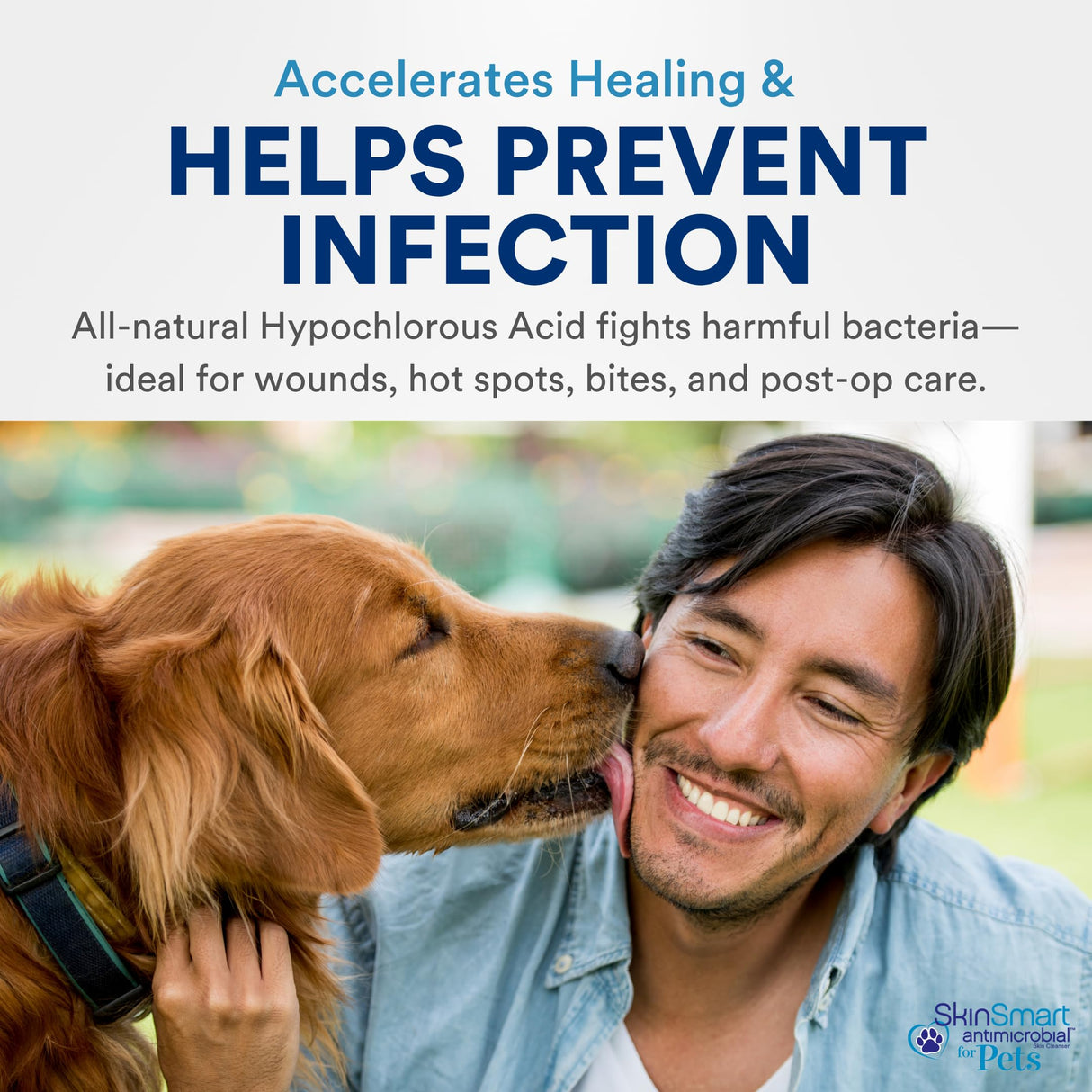 SkinSmart Antimicrobial Wound Care for Pets, Hypochlorous Acid Removes Bacteria to Promote Healing and Relieves Itch, Safe if Licked, 8 Ounce Spray Bottle