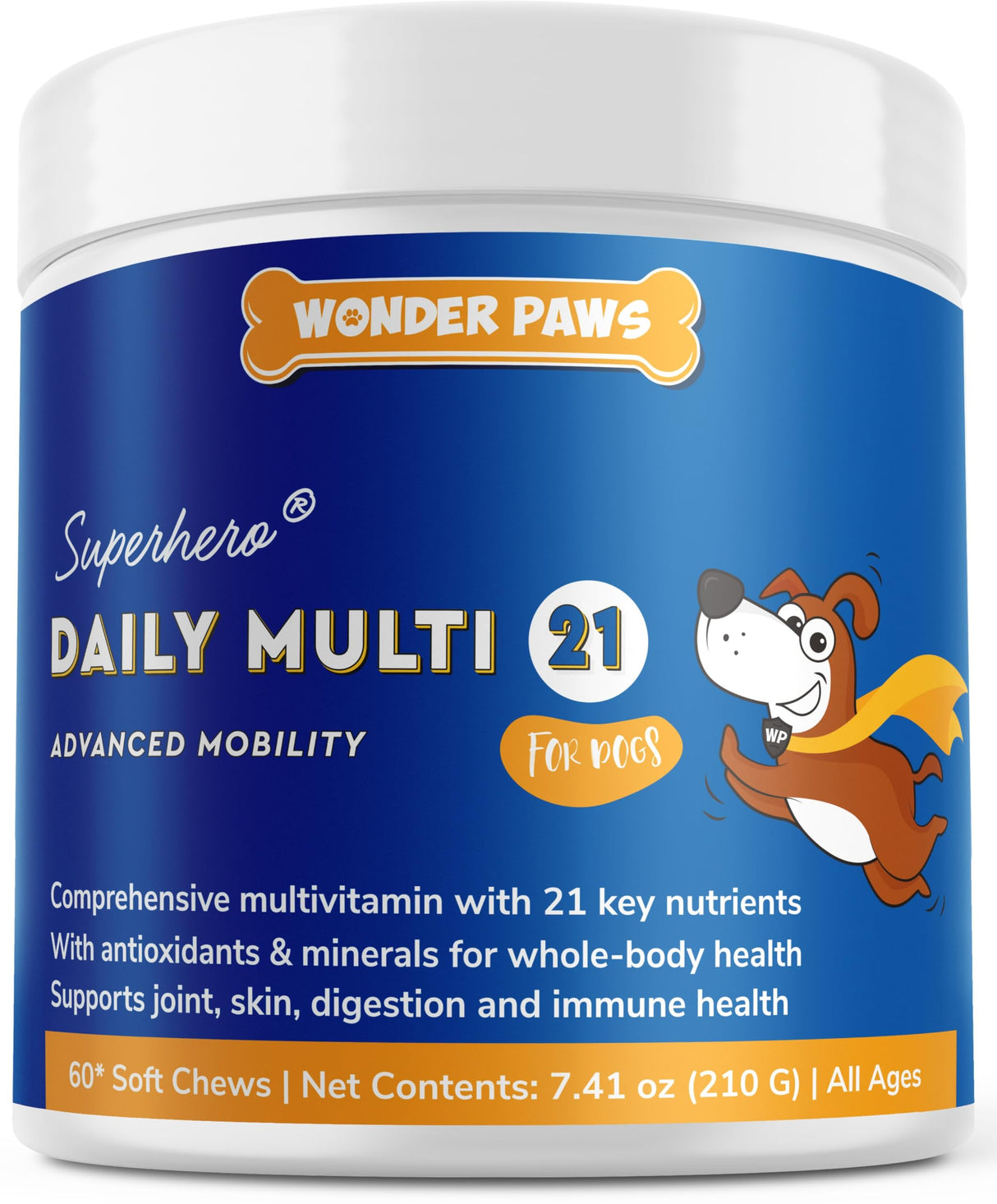 WONDER PAWS Premium Multivitamin for Dogs Daily Multi for Immune, Mood, Joint, Skin, Heart & Digestive Health - 21 in 1 Dog Multivitamins for Optimal Health Essential - 60 Multivitamin Dog Chews