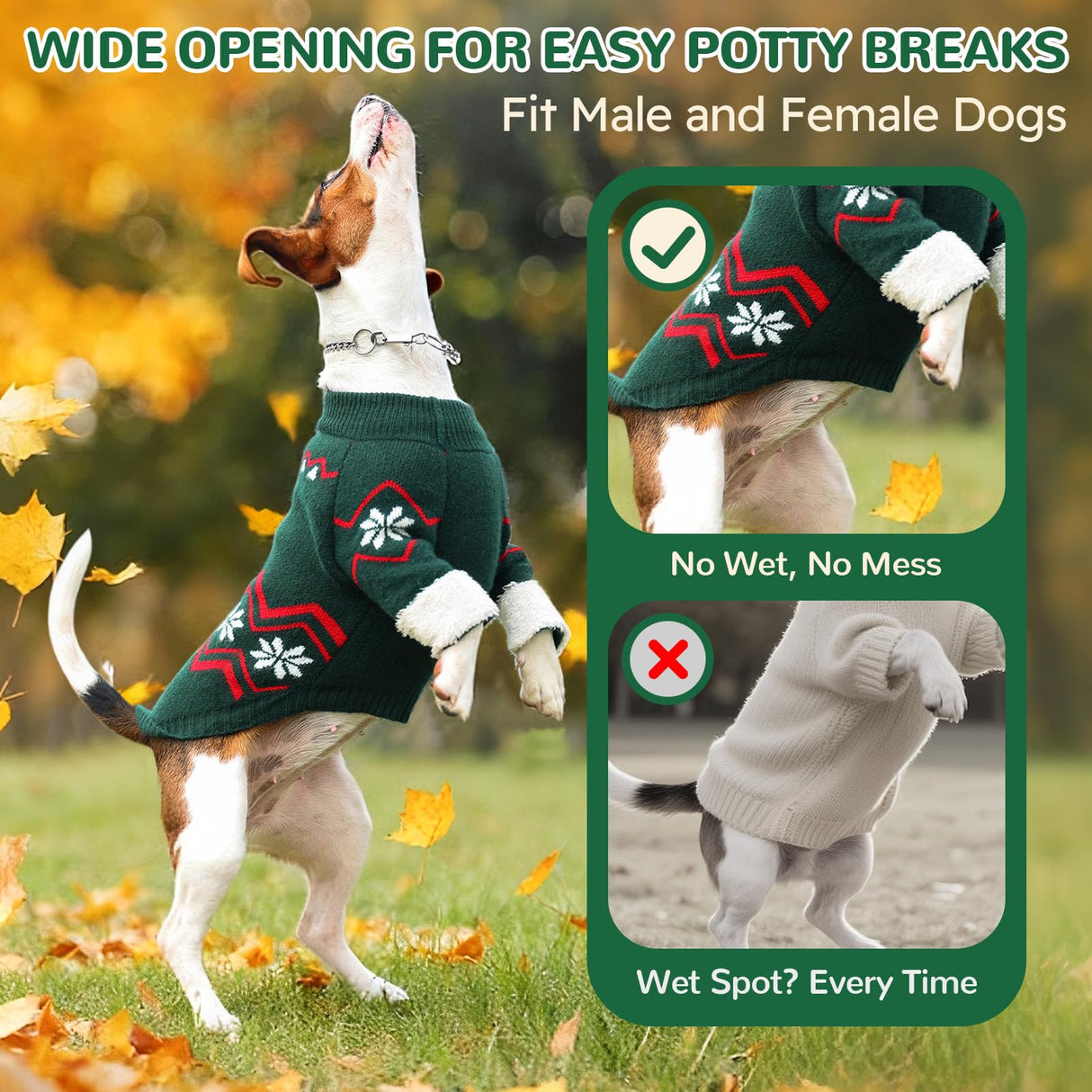 WINGOIN Dog Sweater for Extra Large Dogs, Xlage Size Dog Christmas Sweaters, Male Female Knit Dogs Turtleneck Pullover with Leash Hole, Pet Warm Winter Clothes for Girl Boy Corgi, Beagle (XL)