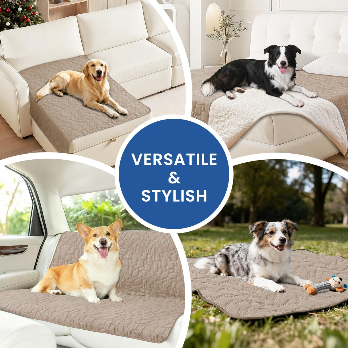 CYCMACO Waterproof Couch Covers for Pets, Waterproof Dog Bed Cover, Anti-Slip Soft Dog Blankets, Couch Cover for Dogs Washable, Pet Blanket for Puppy Large Dogs Cat (30x70 Inch, Khaki)