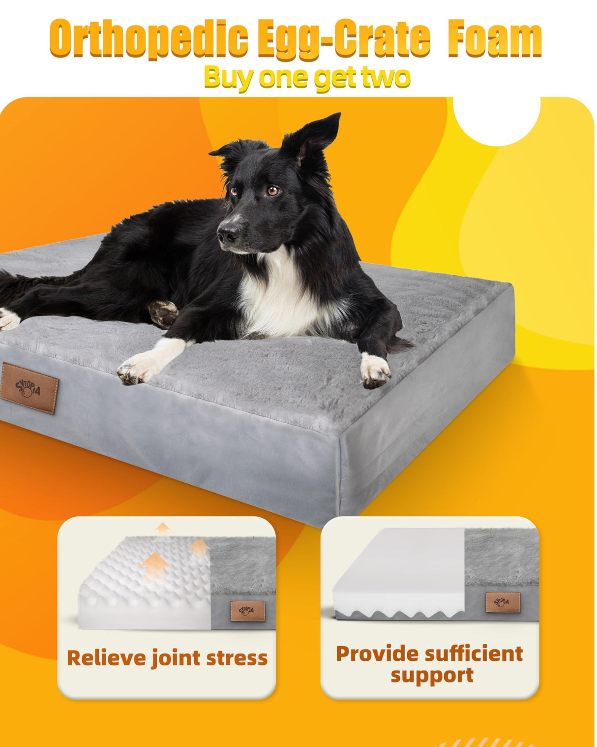Sytopia Indestructible Dog Beds for Large Dogs Orthopedic, Chew Proof Dog Bed 42 Inch Pet Crate Pad, Washable Removable Cover and Anti-Slip Bottom - XL
